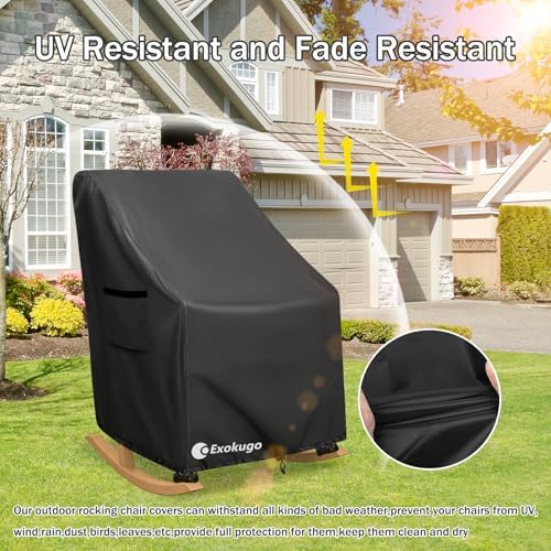 Outdoor Rocking Chair Covers 4 Pack 600D Heavy Duty Waterproof - Image 5