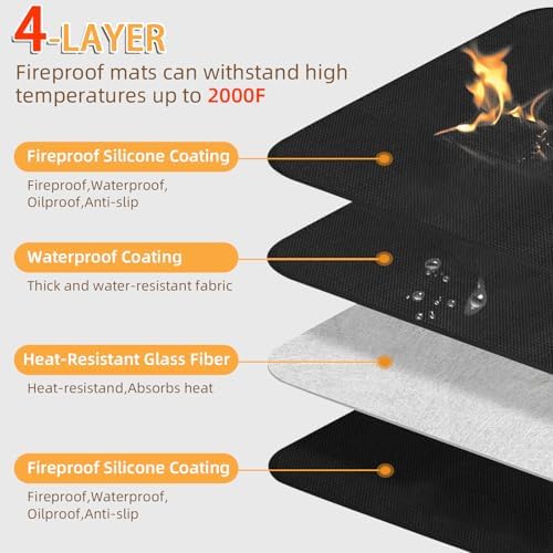 Under Grill Mat for Outdoor Grilling, 60 x 48 inches Double-Sided Fireproof - Image 3