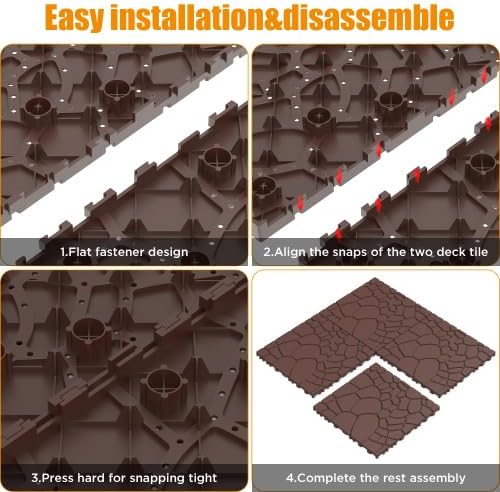 Interlocking Deck Tile 12" x 12" Garage Pavers Flooring, Outdoor Waterproof - Image 3