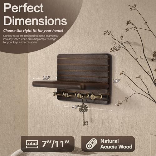 Rebee Vision Acacia Wood Key Holder Wall Mount - Image 2
