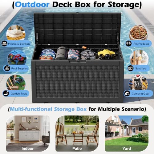 Outdoor Storage Box Waterproof, 100 Gallon Deck Box - Image 3