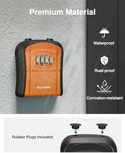 Puroma Key Lock Box Outdoor 4 Digit Code Combination Lockbox House 1 Orange - Image 5