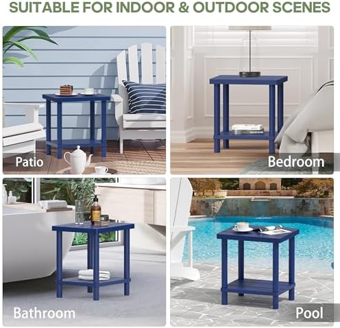 Outdoor Side Table with 2-Tier, Bamboo Small Patio Adirondack Tables - Image 6