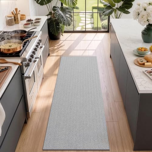 LUMI Ultra Thin Runner Rug for Hallway 2'x8', Entryway Rug, Light Gray - Image 6