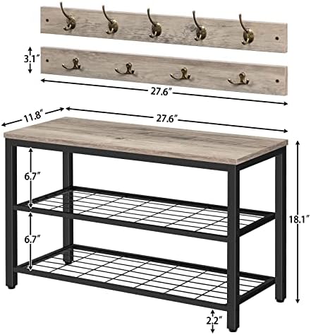 HOOBRO Hall Tree with Bench, Coat Rack Shoe Bench Set, Entryway Shoe Rack with - Image 6