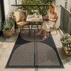 Lahome Modern Rainbow Easy Jute Outdoor Patio Rug, 3x5 Black Office Rug by Lahome