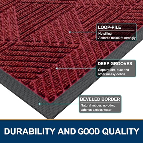 Smiry Front Door Mat Outside Entrance, Low Profile Rubber Doormat - Image 4