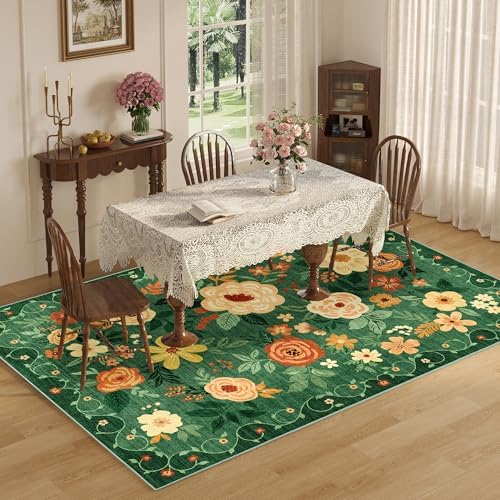 DUKINO 5x7 Area Rug Floral Washable Rug - Image 4