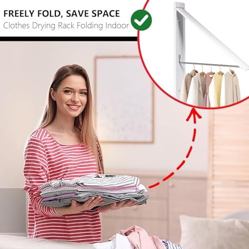 Ithywat Retractable Clothes Drying Rack, Space Saver Wall Mounted Folding Hanger - Image 5