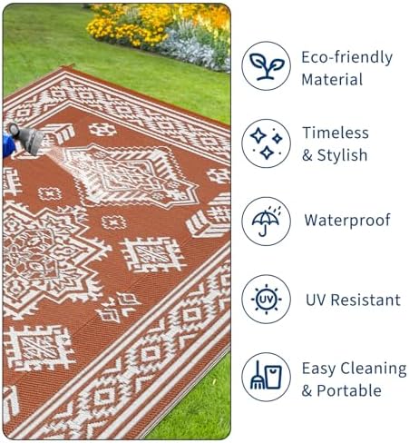9x12 Outdoor Rug Waterproof Foldable Plastic Straw Carpet - Image 5