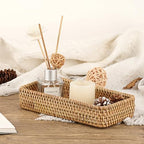 Hipiwe Key Basket for Entryway Table Small Natural Rattan Serving Tray - Image 5