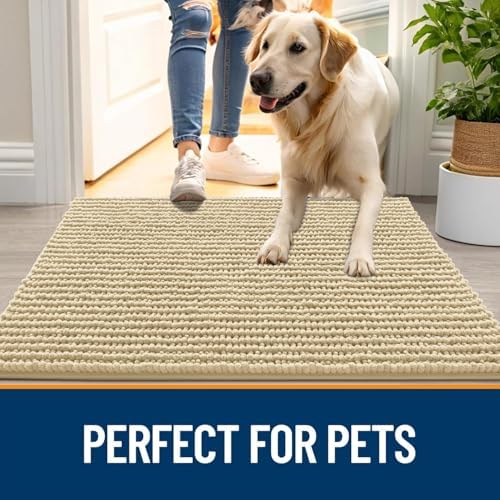 OLANLY Dog Door Mat for Muddy Paws 24x16, Extra Absorbent Chenille Mud Mat - Image 6