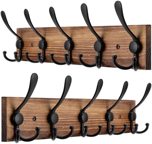 Kuhome 2pcs Coat Rack Wall Mount Wooden Hat Rack by Kuhome