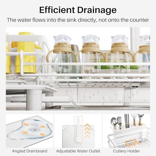 Expandable Dish Drying Rack for Kitchen Counter, Stainless Steel - Image 6