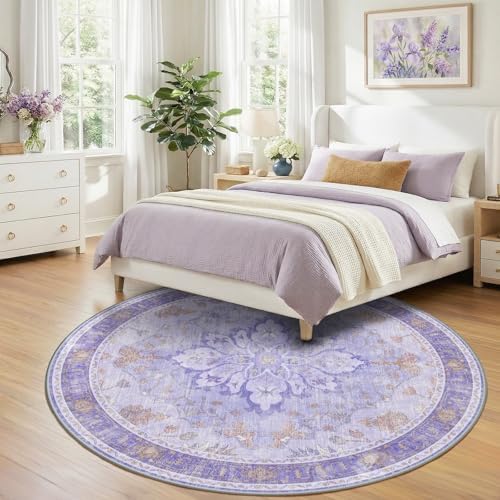RELEANY Washable Area Rug, Round 8ft - Image 3