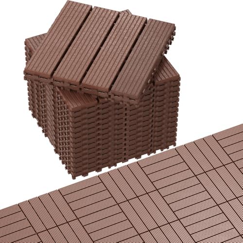 44 Pack Plastic Interlocking Deck Tiles, Patio Floor Decking Tiles by Unknown