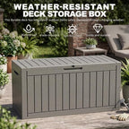 150 Gallon Deck Box, Lockable Waterproof Resin Outdoor Storage Box, - Image 4