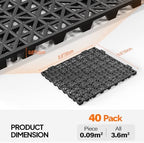Bonnlo 12''x12'' PVC Interlocking Floor Tile, 40 Pack Black Anti-Fatigue Floor - Image 7
