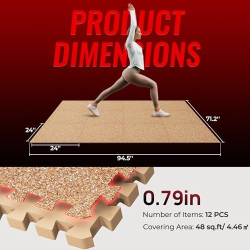 SUPERJARE 0.79'' Extra-Thick 12 Pcs 48 Sq Ft Exercise Equipment Mats - Image 5