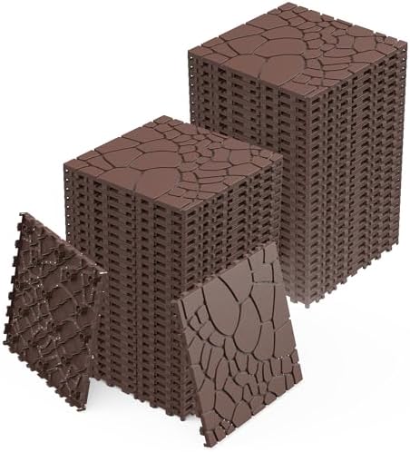Plastic Interlocking Deck Tiles, 44 Pack, Simulated Cobblestone, Non-Slip Patio - Image 2