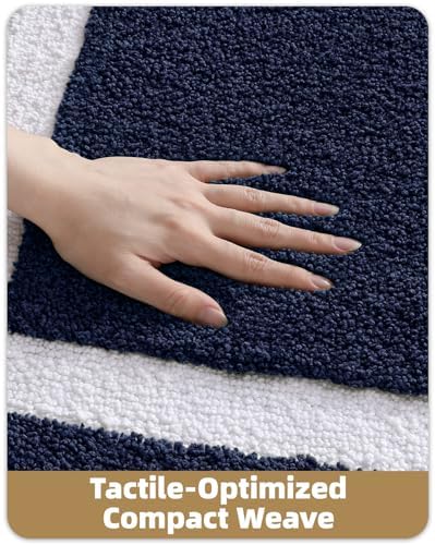 Color&Geometry Navy Blue Bathroom Rugs 43x24, Extra Soft Absorbent Microfiber - Image 5
