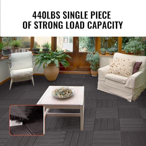 VEVOR 10 sq. ft Plastic Interlocking Deck Tiles, 10 Pack, Patio Floor Decking - Image 3