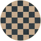 Lahome Checkered Easy Jute Entryway Rug, 3ft Round Washable Rugs Black - Image 6
