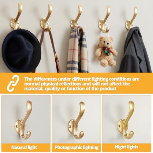 6 Pack Coat Hooks Wall Mount Heavy Duty Utility Retro Double Hooks - Image 2