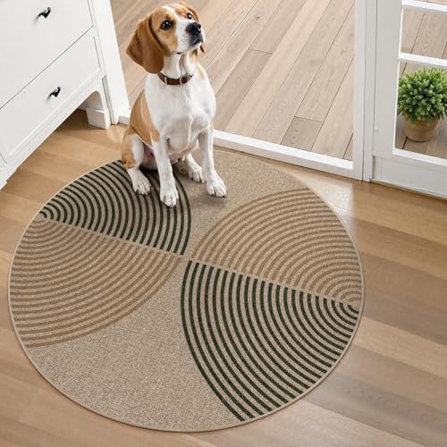 Lahome Modern Rainbow Small Round Rug 3ft, Circle Washable Kitchen Rug by Lahome