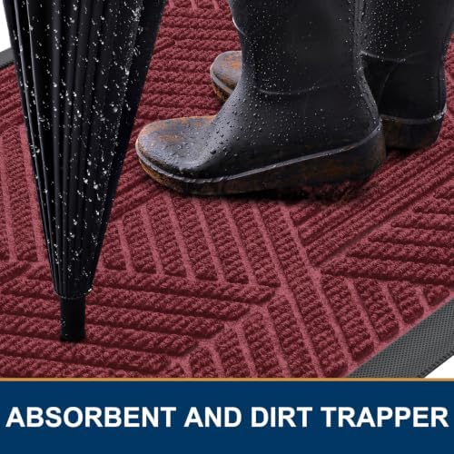 Smiry Front Door Mat Outside Entrance, Low Profile Rubber Doormat - Image 3