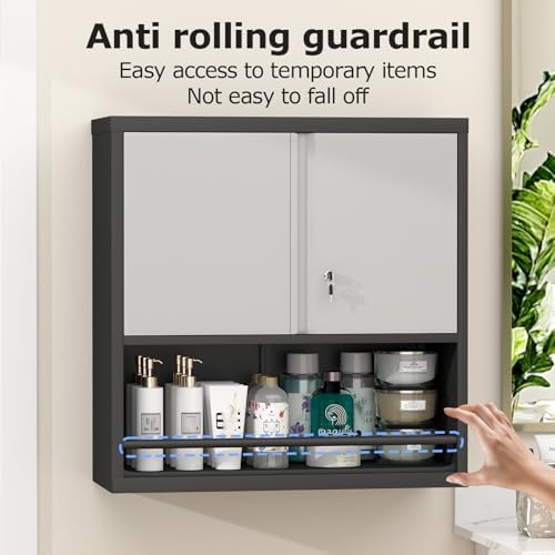 Metal Wall Cabinet, Steel Floating Hanging Storage Cabinet - Image 4
