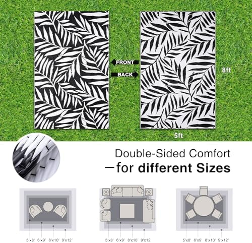 OLANLY Outdoor Rug 5x8 ft Waterproof Reversible Leaf Mat - Image 2