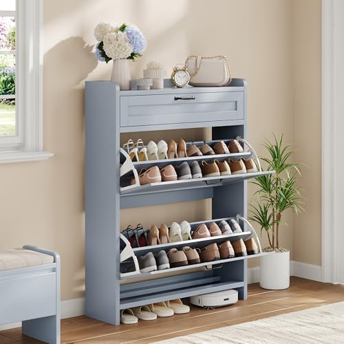 IDEALHOUSE Shoe Cabinet with 2 Flip Drawers & 1 Top Drawer, High-Gloss Painted - Image 7