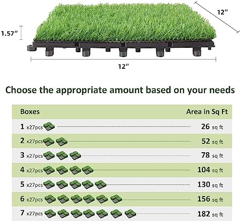 PrimeZone 108 Packs Interlocking Artificial Grass Tiles - Image 2