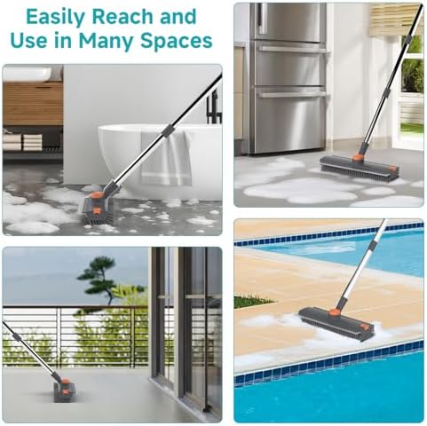 Floor Scrub Brush with Long Handle Length Adjustable, 3 in 1 Heavy-Duty Stiff - Image 6