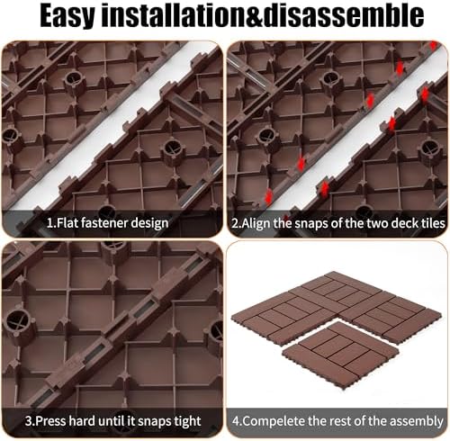 Interlocking Deck Tiles, 44 Pack, Running Bond Pattern Decking Tiles - Image 3