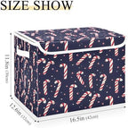 Bolaz Storage Bins with Lids and Handles, Christmas Candy Cane Pattern Storage - Image 3