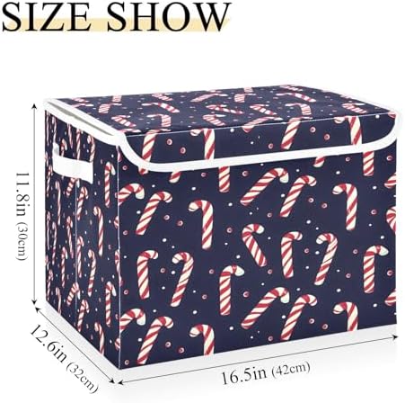 Bolaz Storage Bins with Lids and Handles, Christmas Candy Cane Pattern Storage - Image 3
