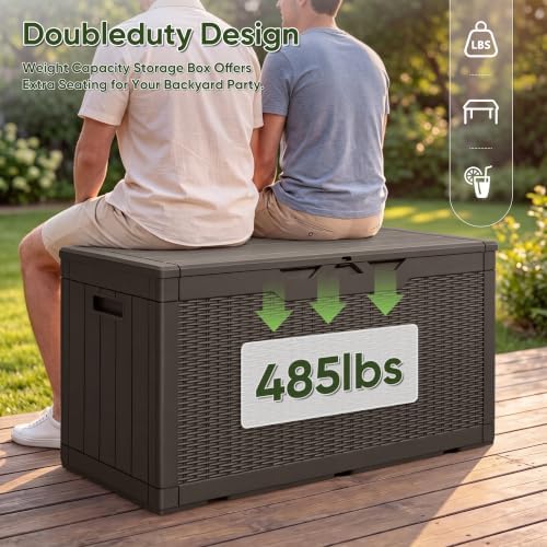 Flamaker Outdoor Storage Box 100 Gallon Waterproof Resin Deck Box - Image 3