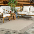 nuLOOM Asha Light Grey Bordered Indoor/Outdoor Area Rug by nuLOOM
