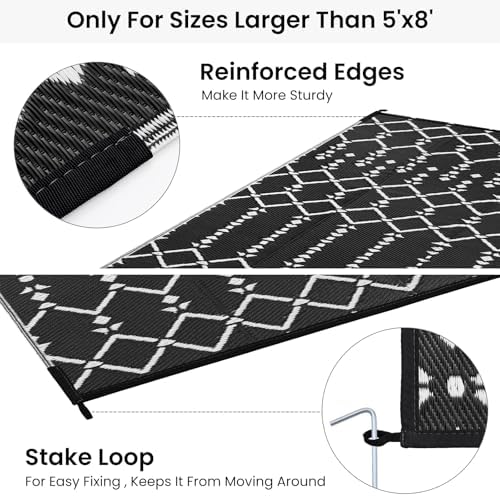 Smiry Outdoor Rug 6x9 ft Waterproof Reversible Boho Mat - Image 4