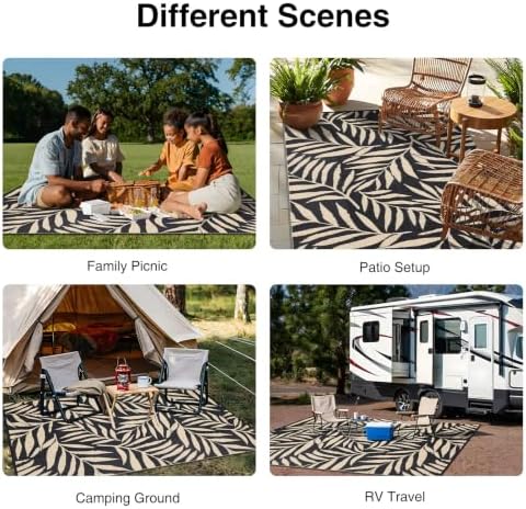 OLANLY Outdoor Rug 9x12 ft Waterproof Reversible Leaf Mat - Image 7