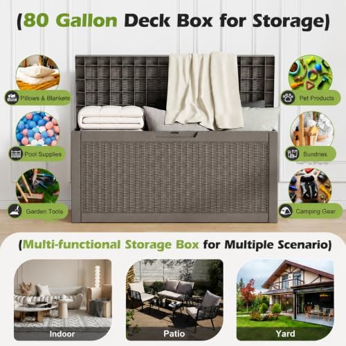 Outdoor Storage Box Waterproof, 80 Gallon Deck Box - Image 3