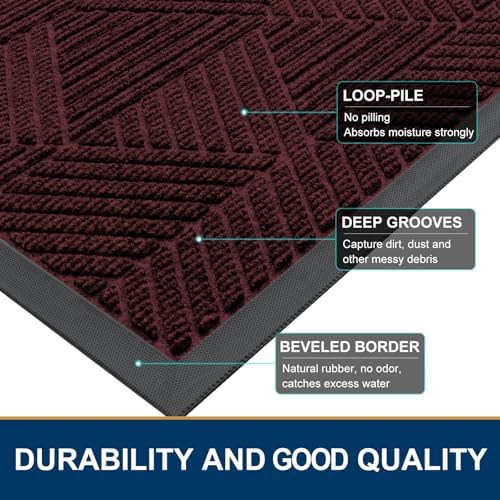 Smiry Front Door Mat Outside Entrance, Low Profile Rubber Doormat - Image 4