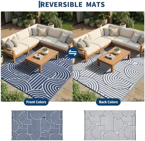 Garvee Reversible Rainbow Outdoor Rug 9x12 - Image 5
