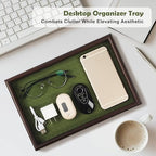Wooden Valet Tray with Leather Base - Image 2