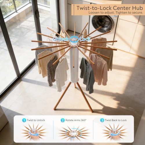 ZOFGENOW Clothes Drying Rack, Rotary Foldable Stand - Image 2