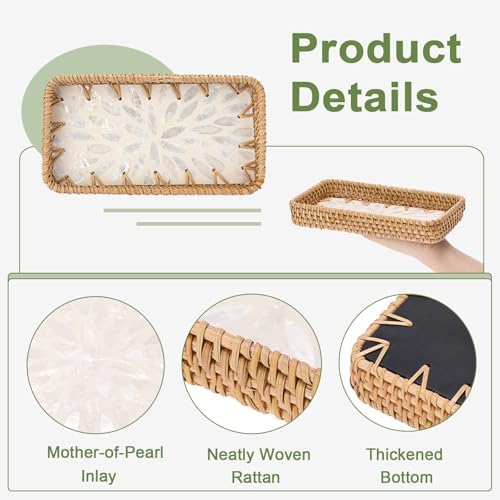 Key Basket for Entryway Table, Rattan Tray Rectangular Key Holder - Image 5