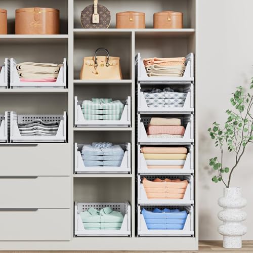 caktraie 8 Pack Stackable Closet Storage Basket - Image 3