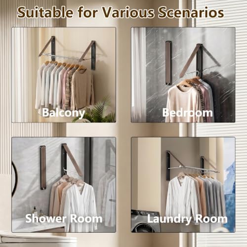 Clothes Drying Rack, Laundry Room Wall Mounted Retractable Clothes Hanger - Image 3
